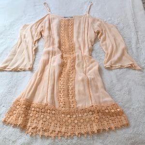 Peach Small Loose Dress with Cute Stiching